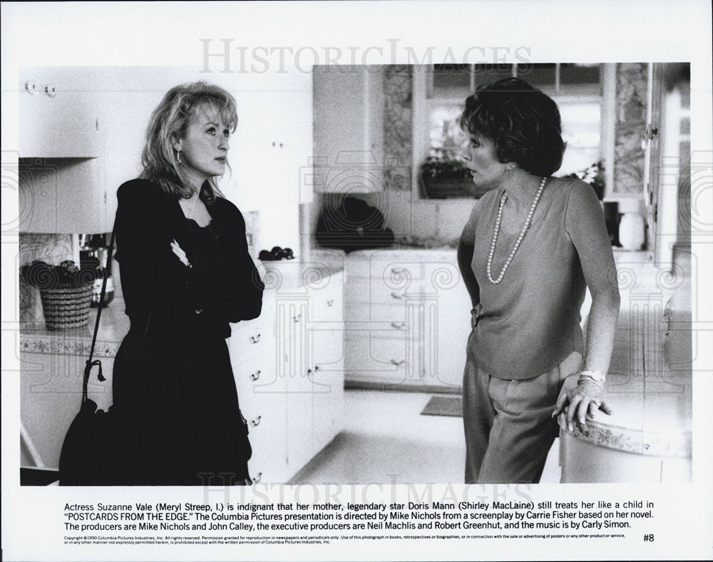 1990 Press Photo Meryl Streep &amp;Shirley MacLaine in &quot;Postcards From The Edge&quot; - Historic Images