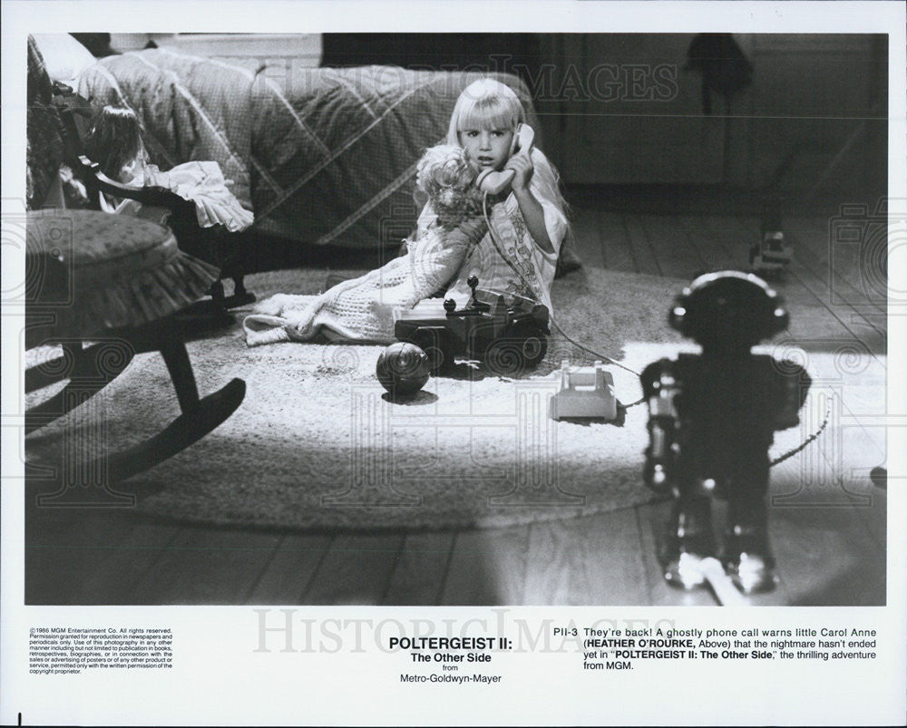 1986 Press Photo Heather O&#39;Rourke stars in &quot;Poltergeist II: The Other Side&quot; - Historic Images