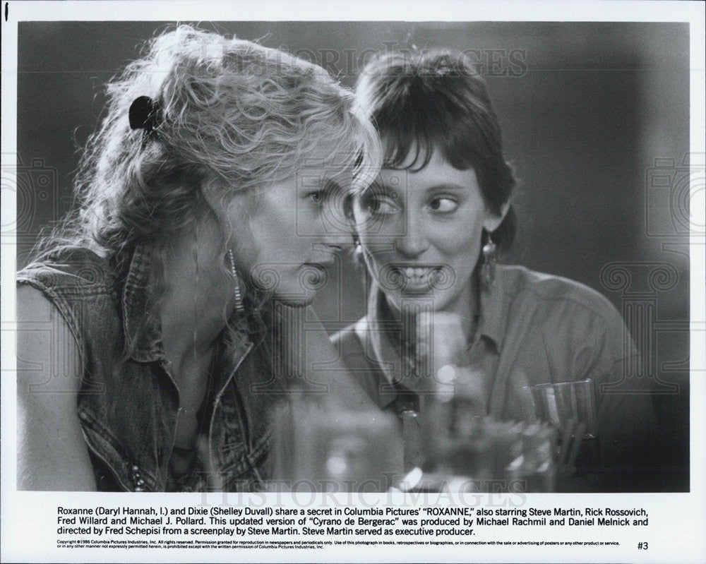 1986 Press Photo  Daryl Hannah &amp; Shelley Duval in &quot;Roxanne&quot; - Historic Images