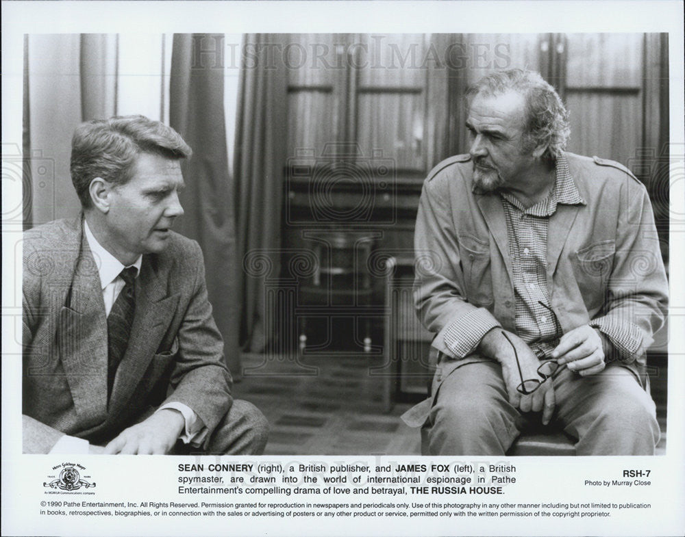 1990 Press Photo Sean Connery and James Fox star in &quot;The Russia House&quot; - Historic Images