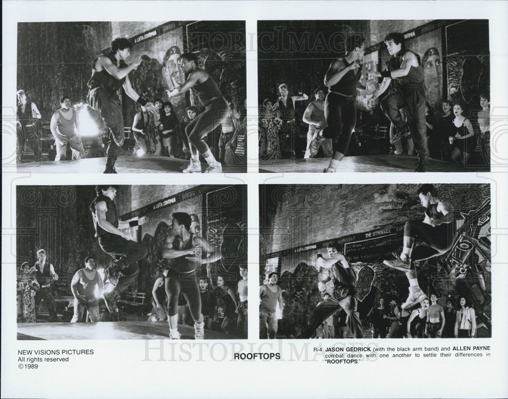 1989 Press Photo Allen Payne & Jason Gedrick in "Rooftops" - Historic Images