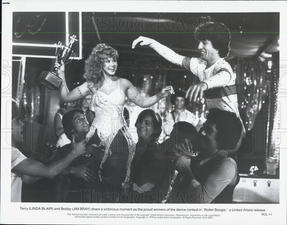 1979 Press Photo Jim Bray &amp; Linda Blair in &quot;Roller Boogie&quot; - Historic Images