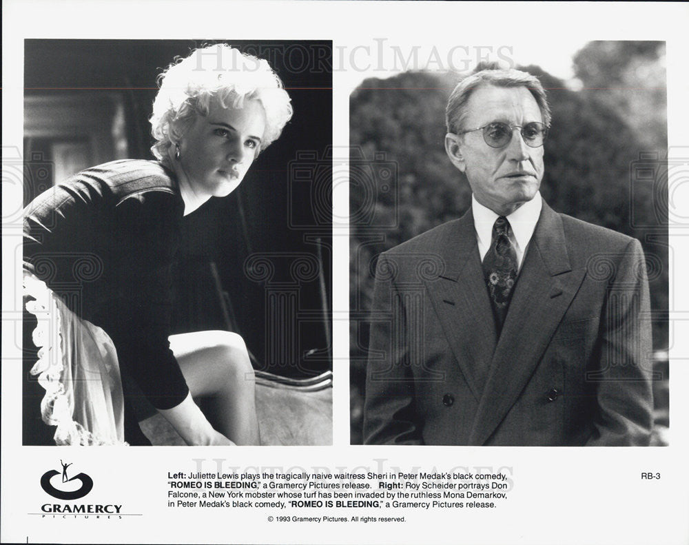 1993 Press Photo Juliette Lewis and Roy Scheider star in &quot;Romeo is Bleeding&quot; - Historic Images