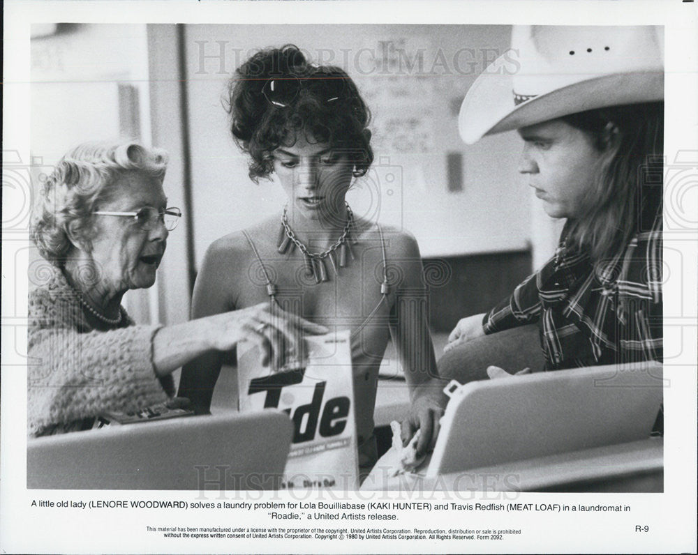 1980 Press Photo Lenore Woodward, Kaki Hunter and Meat Loaf In "Roadie" - Historic Images