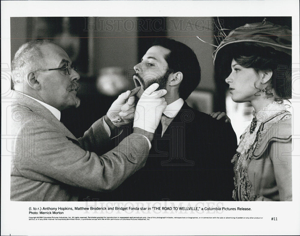 1994 Press Photo Anthony Hopkins, Matthew Broderick and Bridget Fonda - Historic Images