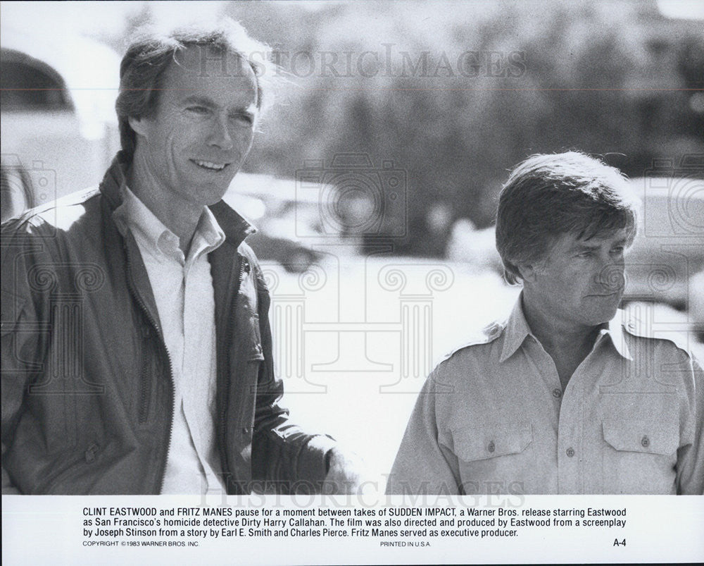 1983 Press Photo Clint Eastwood Fritz Manes Sudden Impact Warner Bros. - Historic Images