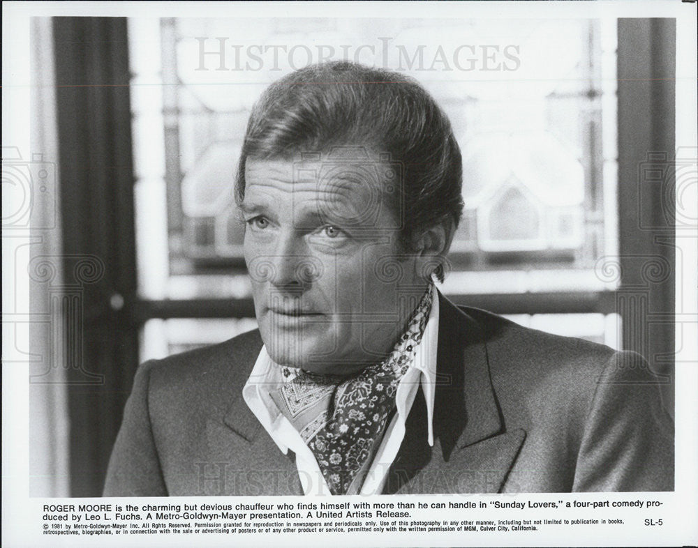 1981 Press Photo Roger Moore Sunday Lovers United Artists Film - Historic Images