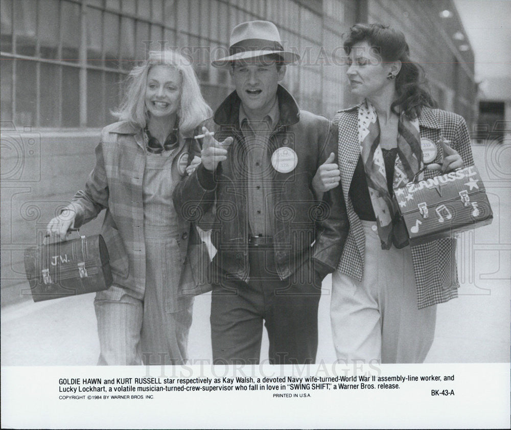 1984 Press Photo :Swing Shift&quot; Goldie Hawn,Kurt Russell,Kay Walsh - Historic Images