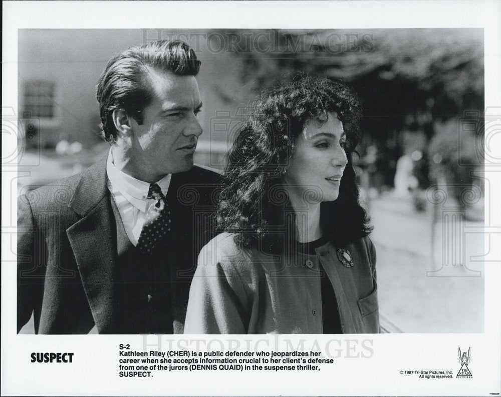 1987 Press Photo &quot;Suspect&quot; &quot;Cher&quot; &quot;Dennis Quaid&quot; - Historic Images