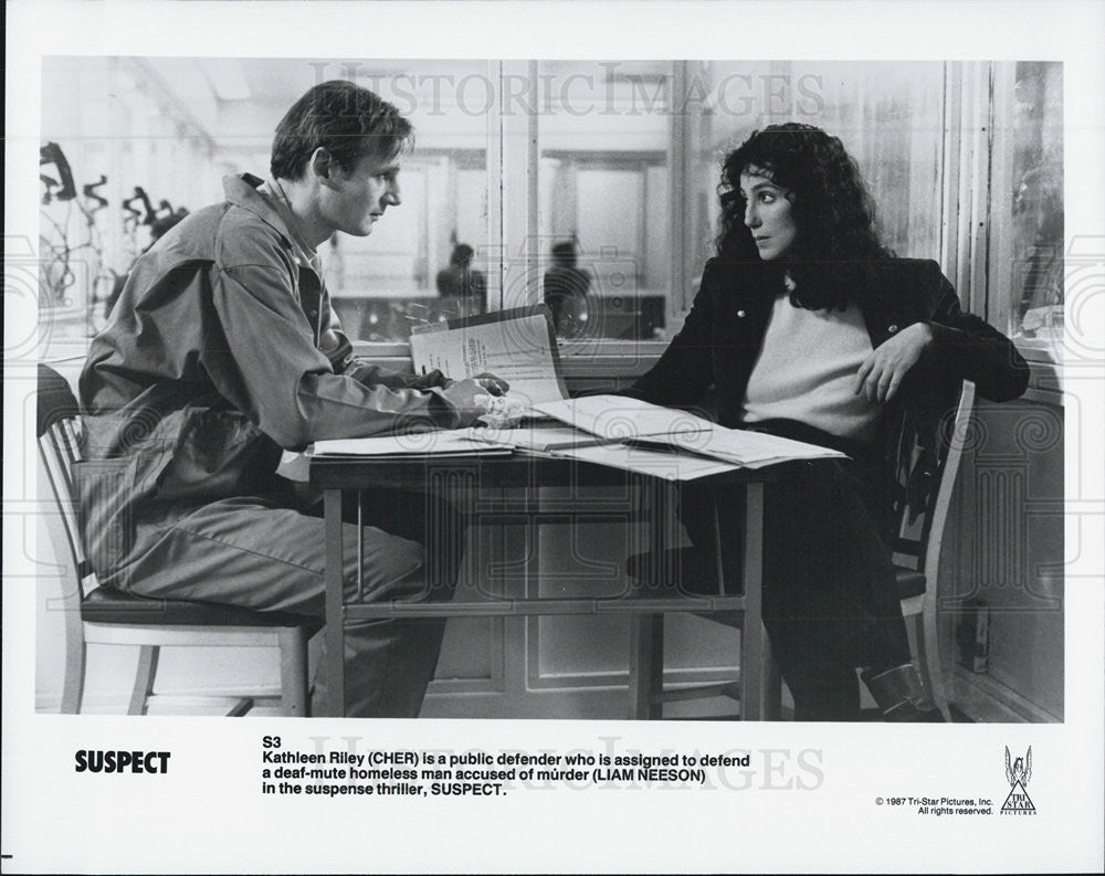 1987 Press Photo &quot;Suspect&quot; &quot;Cher&quot; &quot;Liam Neeson&quot; - Historic Images