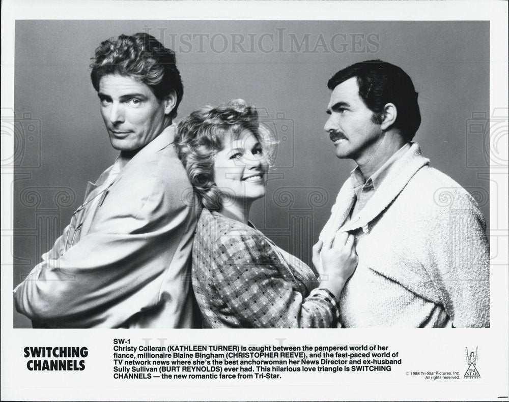 1988 Press Photo &quot;Switching Channels&quot; Burt Reynolds,Kathleen Turner - Historic Images