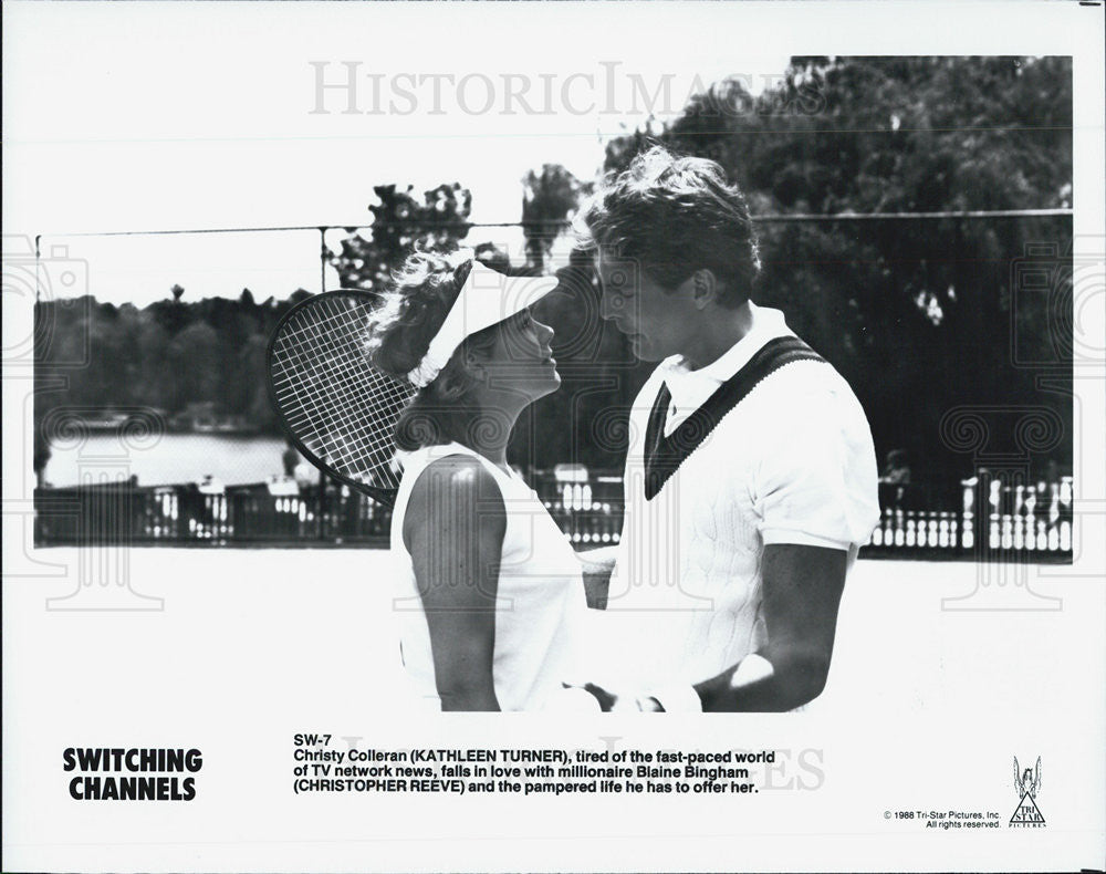 1986 Press Photo Kathleen Turner &amp; Christopher Reeve in &quot;Switching Channels&quot; - Historic Images