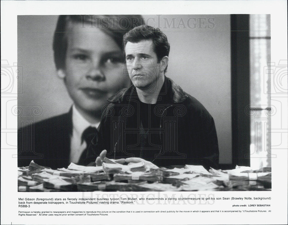 Press Photo Mel Gibson and Brawley Nolte stars in &quot;Ransom&quot; - Historic Images