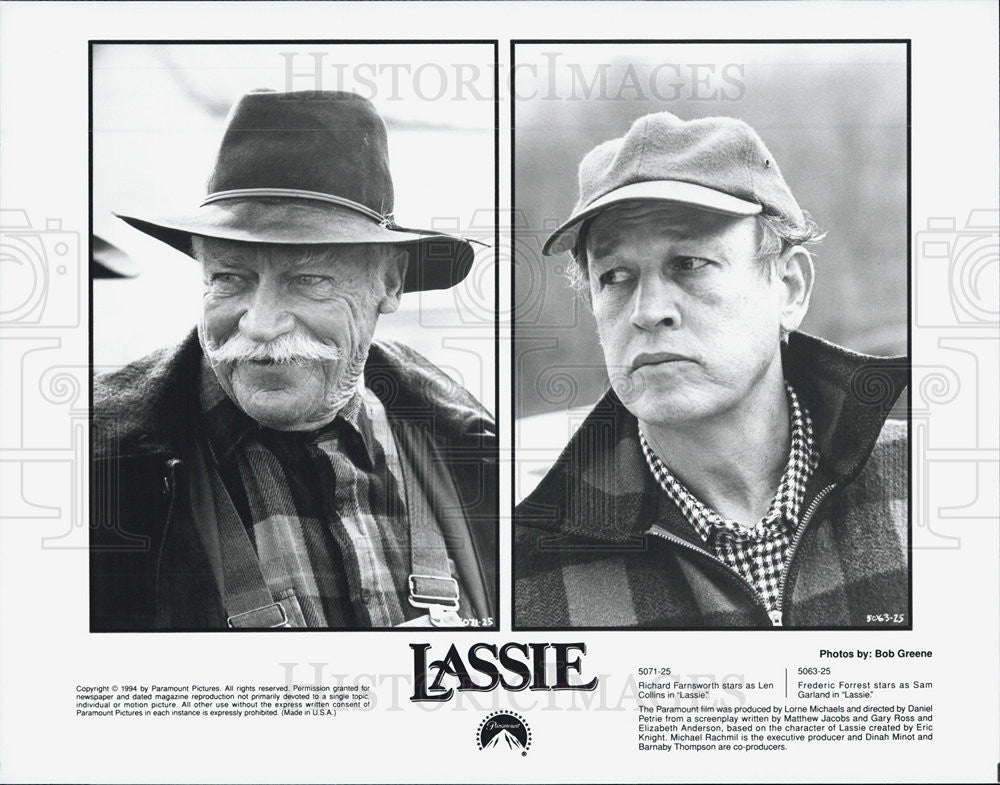 1994 Press Photo Richard Farnsworth Left Frederic Forrest Stars &quot;Lassie&quot; - Historic Images