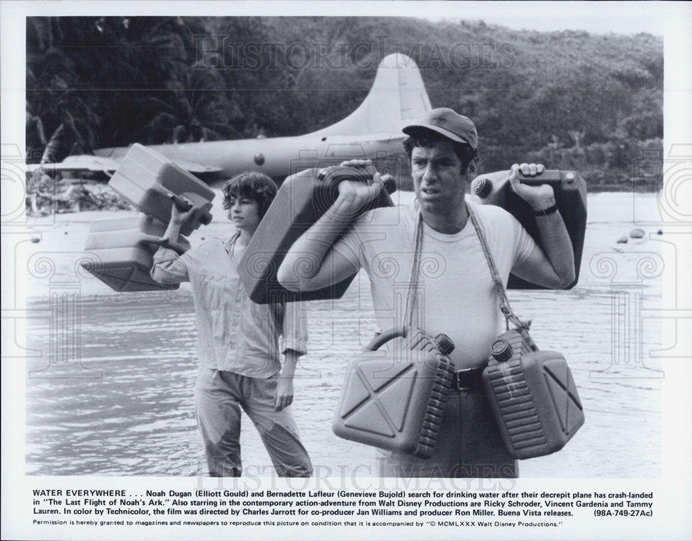 1980 Press Photo Elliott Gould ,Genevieve Bujold "The Last Flight of Noah's Ark" - Historic Images