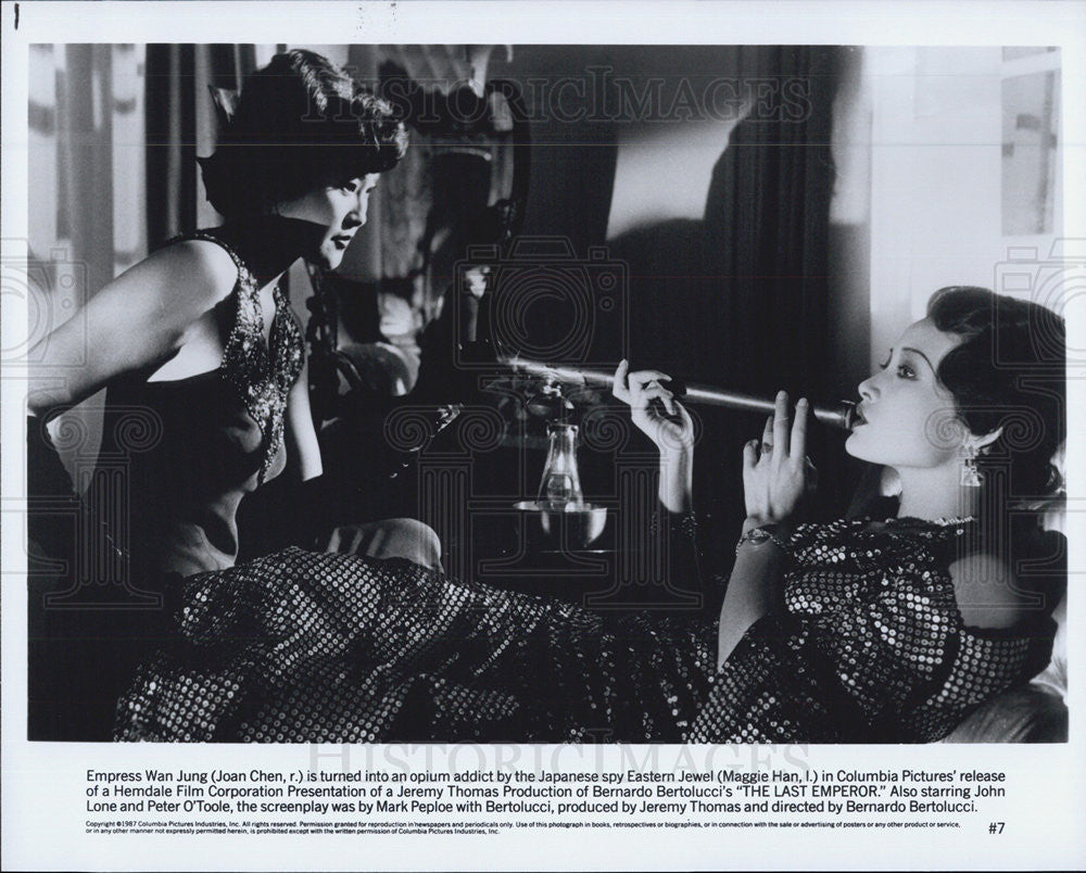 1987 Press Photo Actresses Joan Chen And Maggie Han Star In &quot;The Last Emperor&quot; - Historic Images