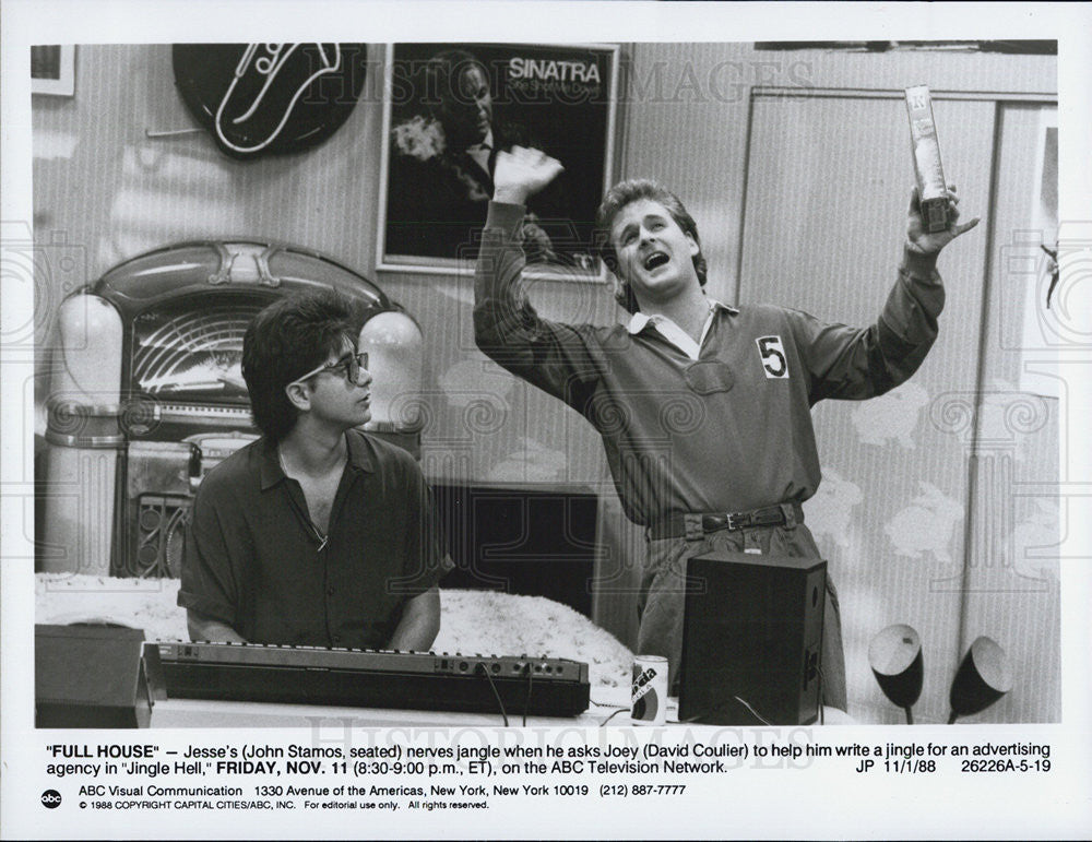 1988 Press Photo Actors John Stamos And David Coulier Starring In &quot;Full House&quot; - Historic Images