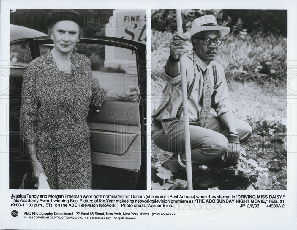 1993 Press Photo ACtress Jessica Tandy and Actor Morgan Freeman. - Historic Images