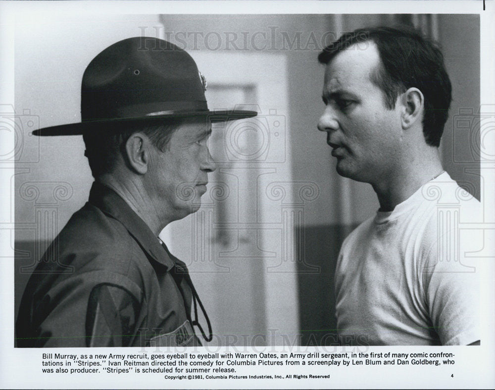 1981 Press Photo Bill Murray &amp;Warren Oates in &quot;Stripes&quot; - Historic Images