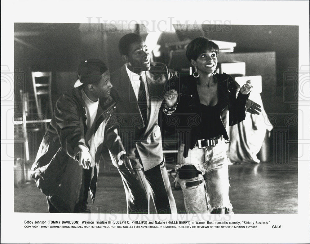 1991 Press Photo Tommy Davidson,Joe C Phillips,Halle Berry&quot;Strictly Business&quot; - Historic Images