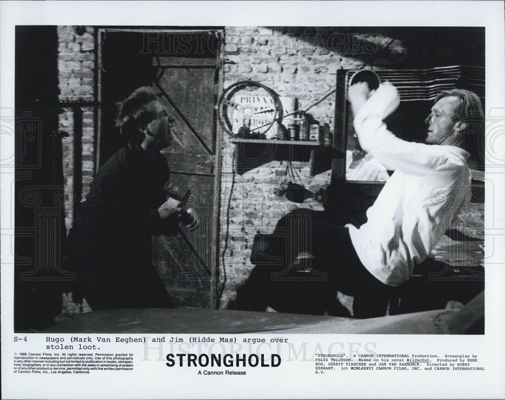 1986 Press Photo Stronghold Mark van Eeghen Hidde Mae Movie Actors - Historic Images