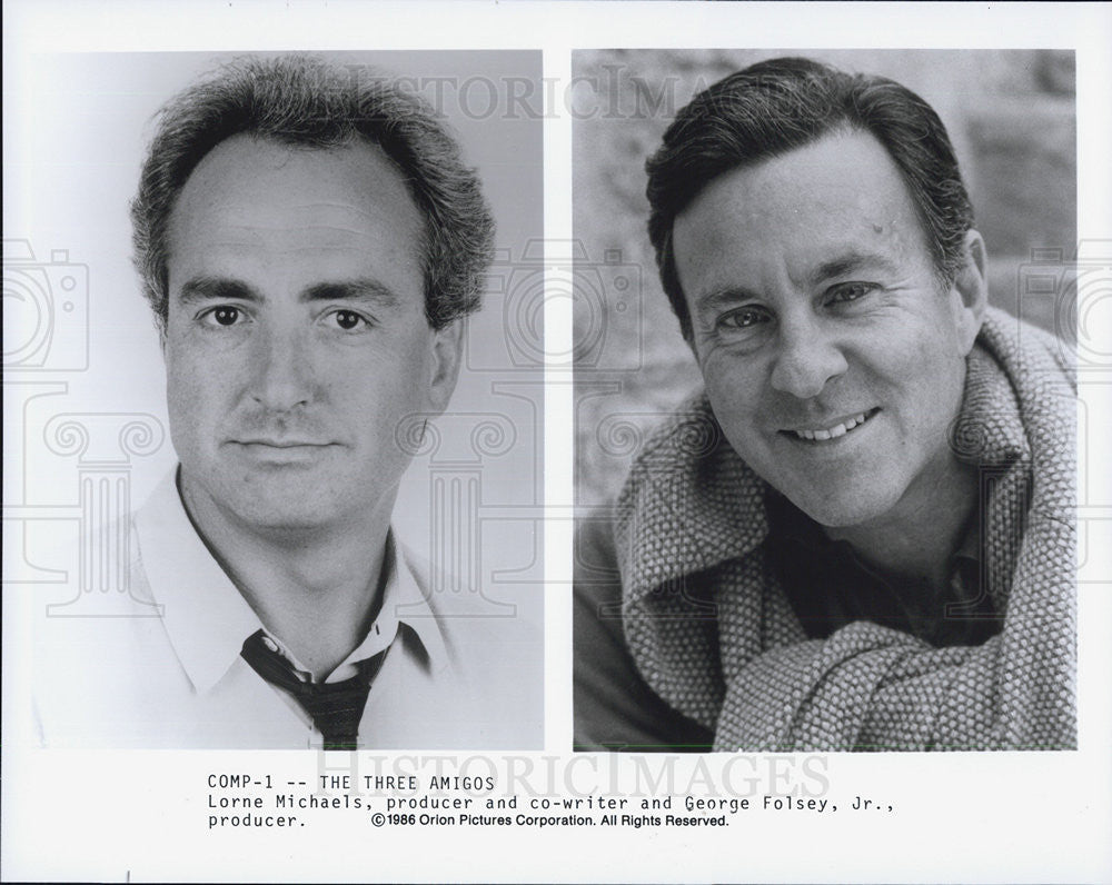 1986 Press Photo &quot;The Three Amigos&quot;Producer Lorne Michaels,&amp;George Folsey - Historic Images