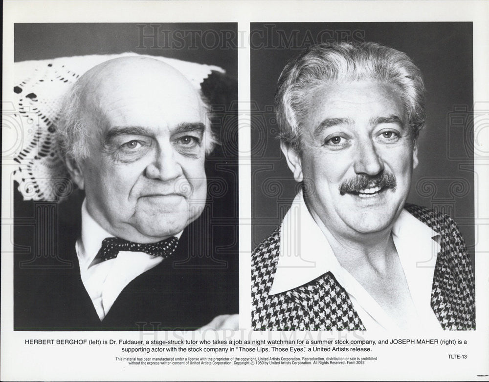 Actors Herbert Berghof Joseph Maher 1980 vintage promo photo print ...