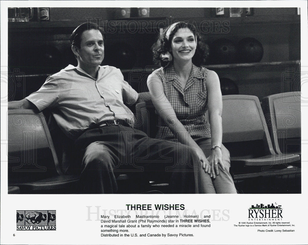 1995 Press Photo Mary Elizabeth Mastrantonio &amp; David M Grant in &quot;Three Wishes&quot; - Historic Images