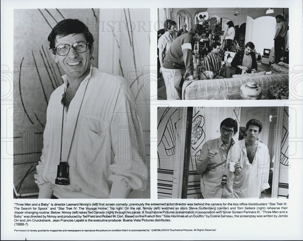 Leonard Nimoy Directs Actors In Movie Three Men And A Baby 1987 Vintage Leonard nimoy directs actors in movie three men and a baby 1987 vintage