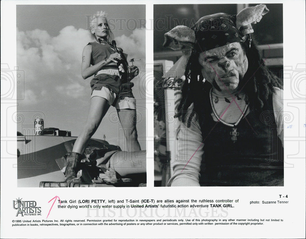 1995 Press Photo Lori Petty, Ice-T in &quot;Tank Girl&quot; - Historic Images