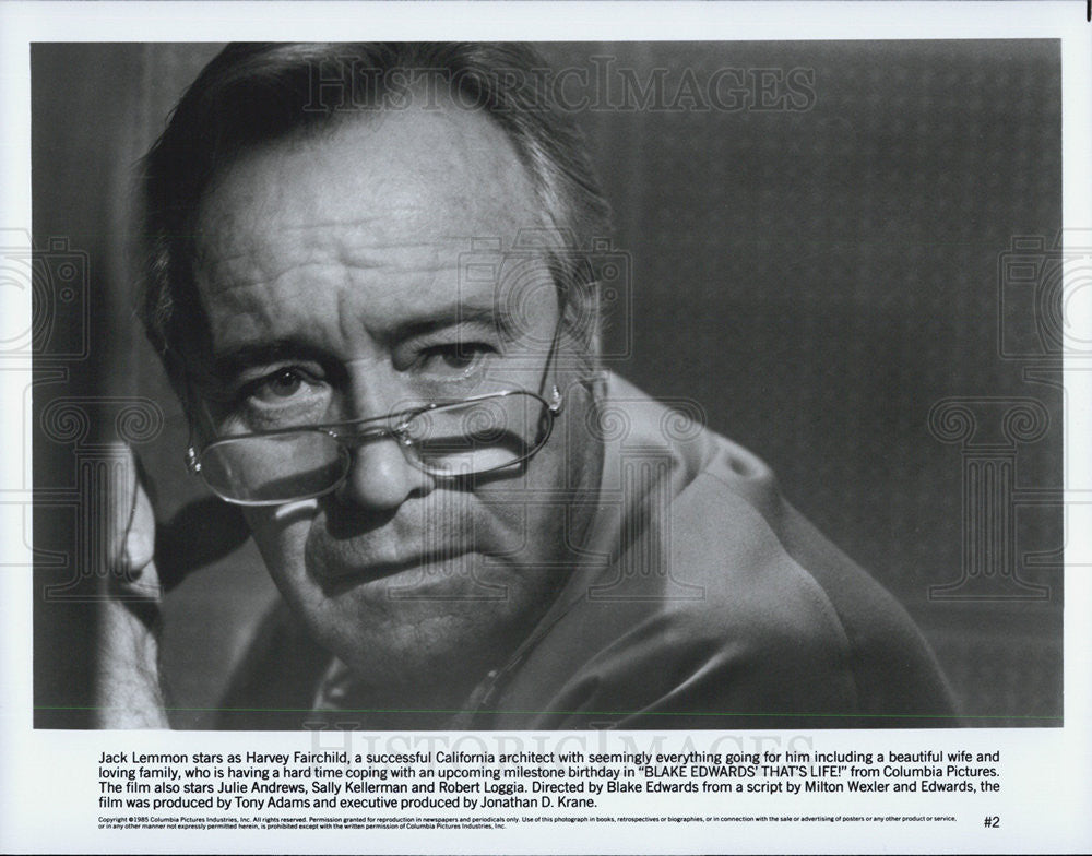 1985 Press Photo Jack Lemmon stars in &quot;Blake Edwards&#39; That&#39;s Life!&quot; - Historic Images