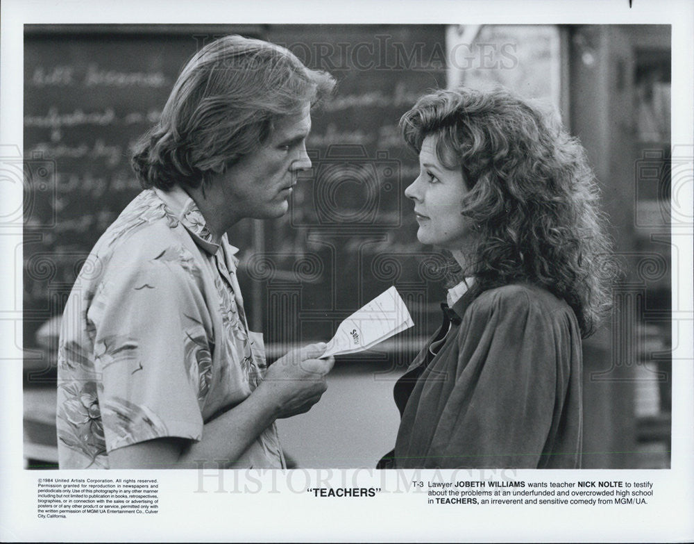 1984 Press Photo Jobeth Williams and Nick Nolte star in &quot;Teachers&quot; - Historic Images