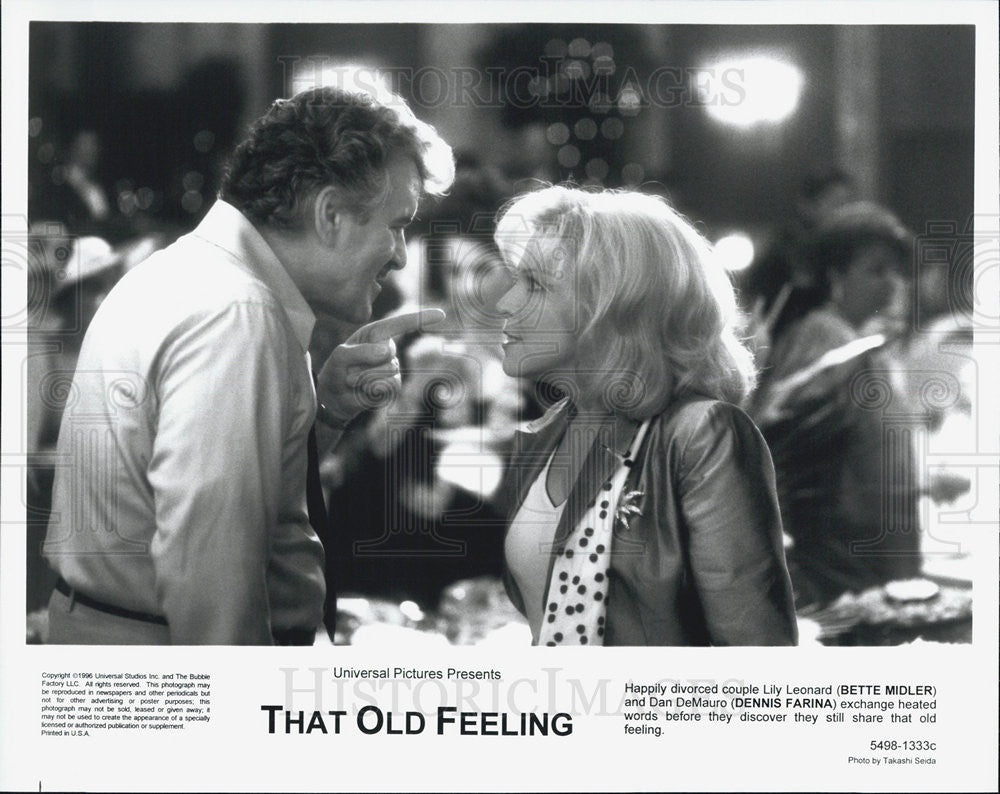 1997 Press Photo Actors Bette Midler And Dennis Farina In &quot;That All Feeling&quot; - Historic Images