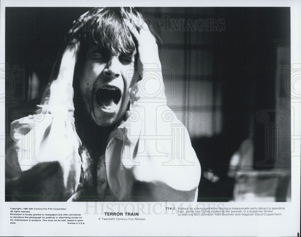 1980 Press Photo Ben Johnson, Jamie Lee Curtis, Hart Bochner & David Copperfield - Historic Images