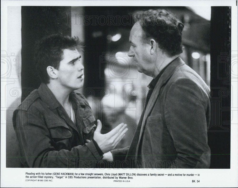 1985 Press Photo Matt Dillon Actor Gene Hackman Target Action Mystery Film Movie - Historic Images