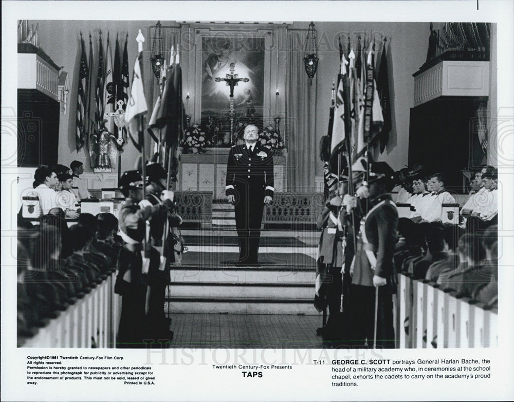 1981 Press Photo Actor George C. Scott Protrays General Harlan Bache In &quot;Taps&quot; - Historic Images