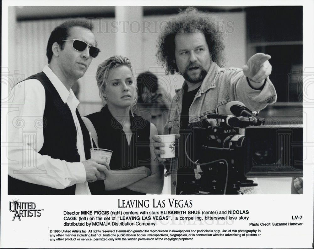 1995 Press Photo Mike Figgis Directs Actors Elisabeth Shue And Nicholas Cage - Historic Images