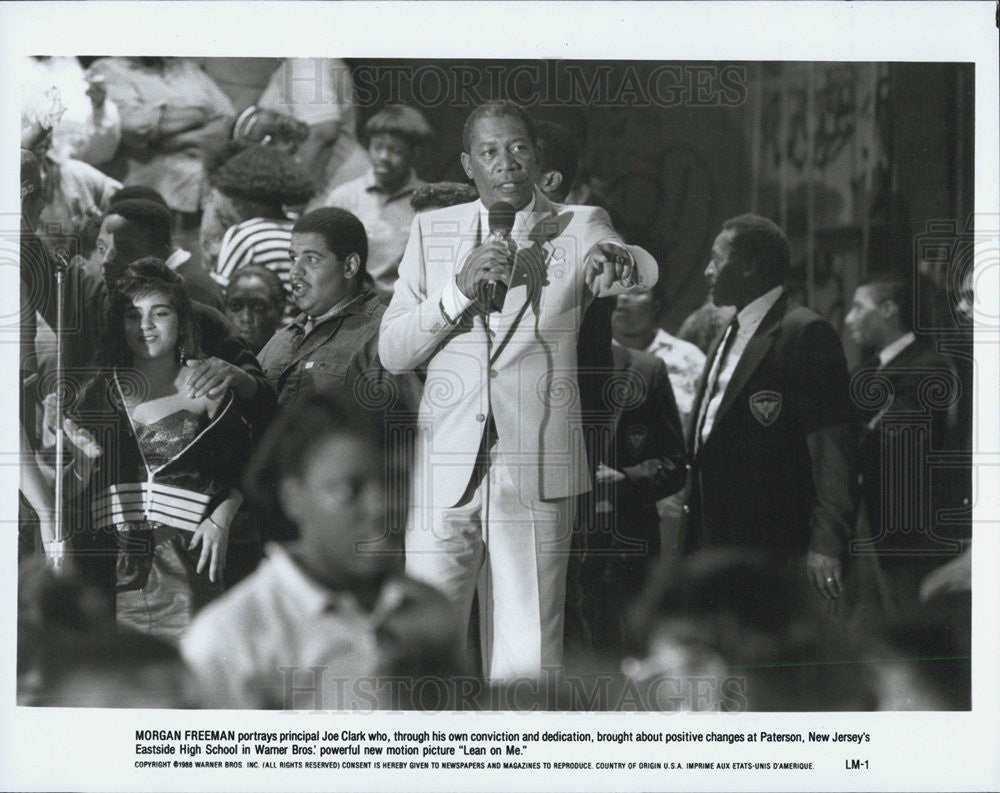 1988 Press Photo Morgan Freeman Actor Lean On Me Drama Film Movie - Historic Images