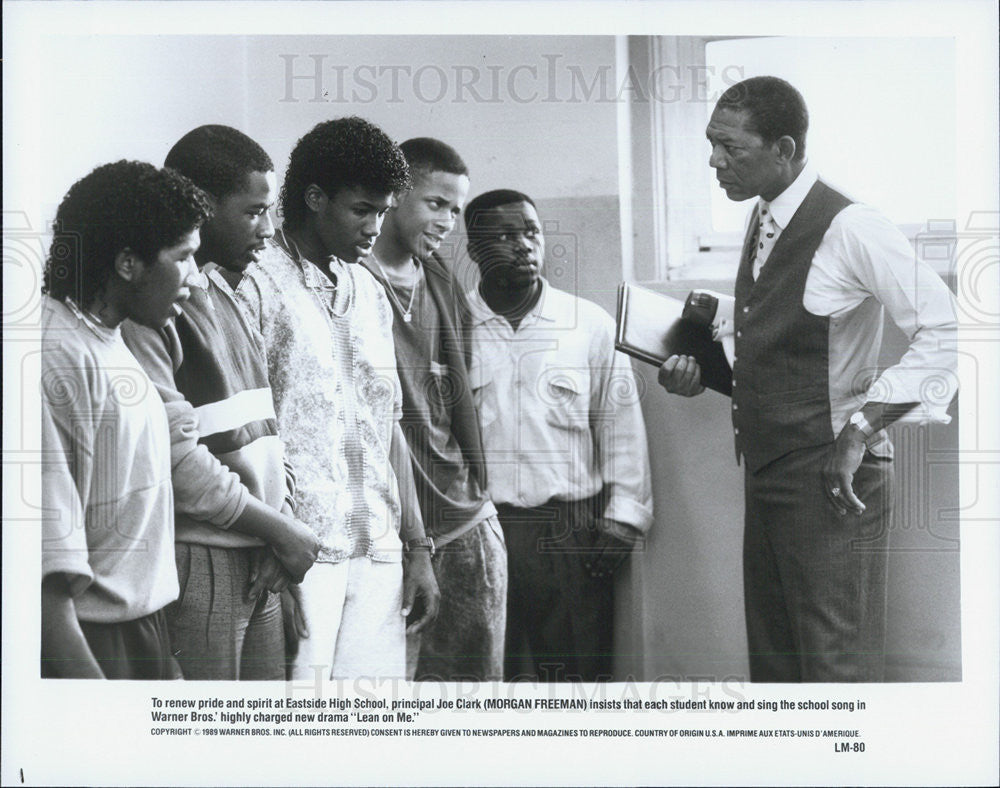 1989 Press Photo Morgan Freeman Actor Lean On Me - Historic Images