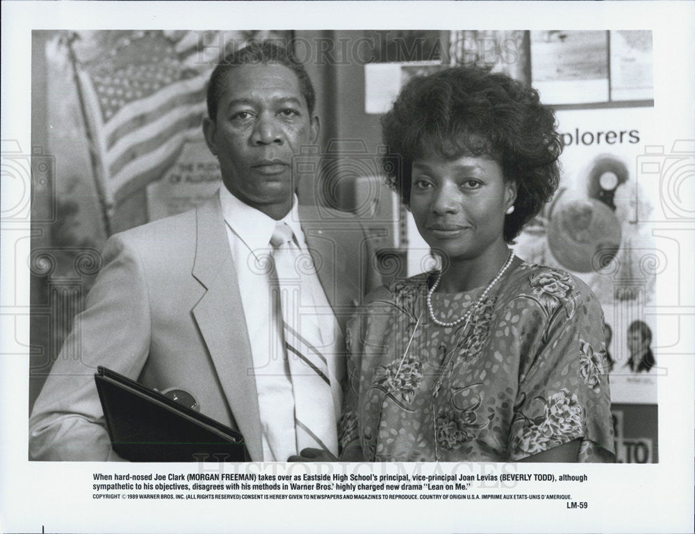 1989 Press Photo Morgan Freeman Actor Beverly Todd Actress Lean On Me Drama Film - Historic Images