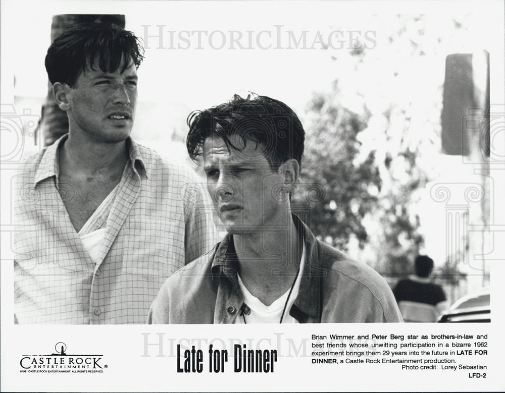 1991 Press Photo Actors Brian Wimmer Peter Berg Late For Dinner - Historic Images