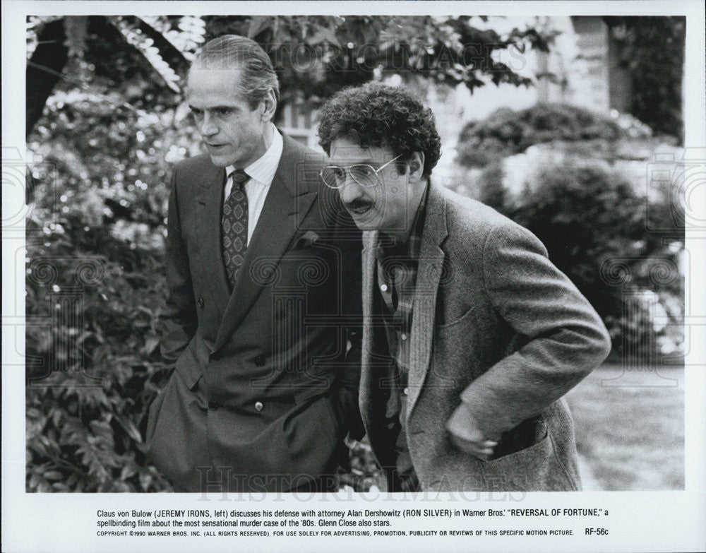 1990 Press Photo Jeremy Irons And Ron Silver Star In Movie Reversal Of Fortune - Historic Images