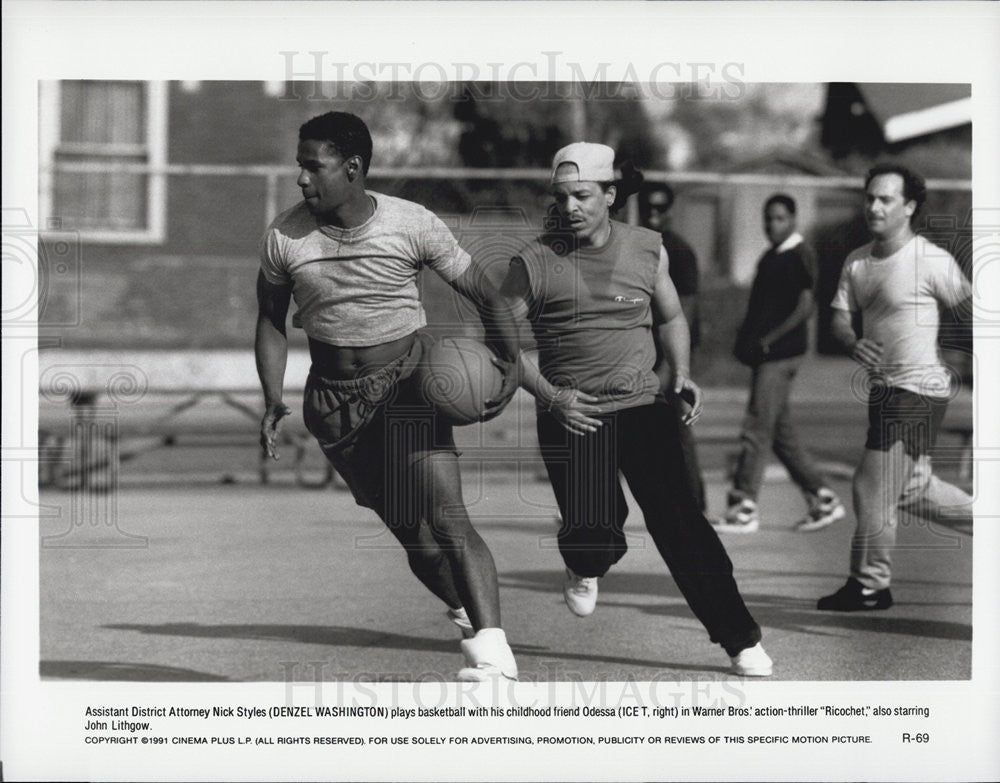 1991 Press Photo Ricochet Denzel Washington Ice T Warner Brothers - Historic Images