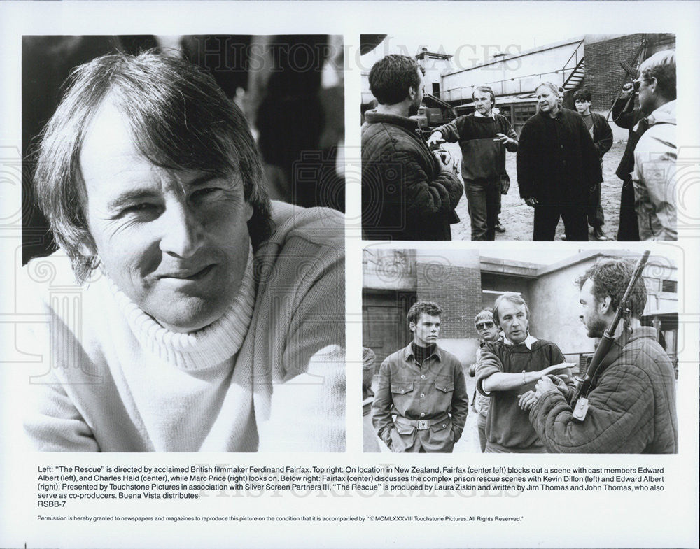 1988 Press Photo Ferdinand Fairfax Directs Edward Albert Charles Haid Marc Price - Historic Images