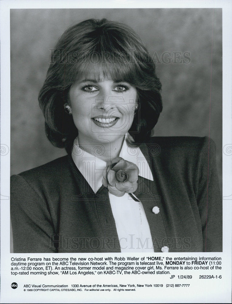 1989 Press Photo Cristina Ferrare Hosts ABC Television Talk Show Home - Historic Images