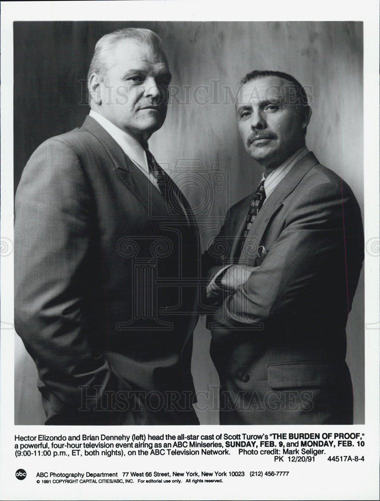 1991 Press Photo Hector Elizondo Brian Denney The Burden of Proof - Historic Images