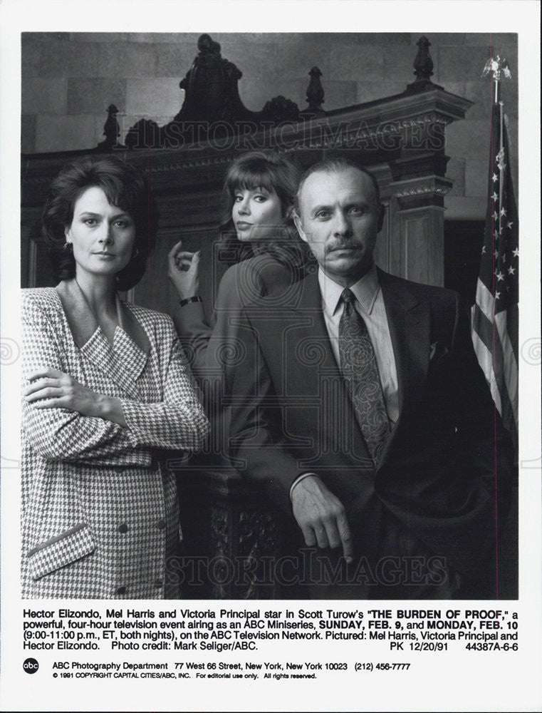 1991 Press Photo Hector Elizondo Mel Harris In the Burden of Proof - Historic Images