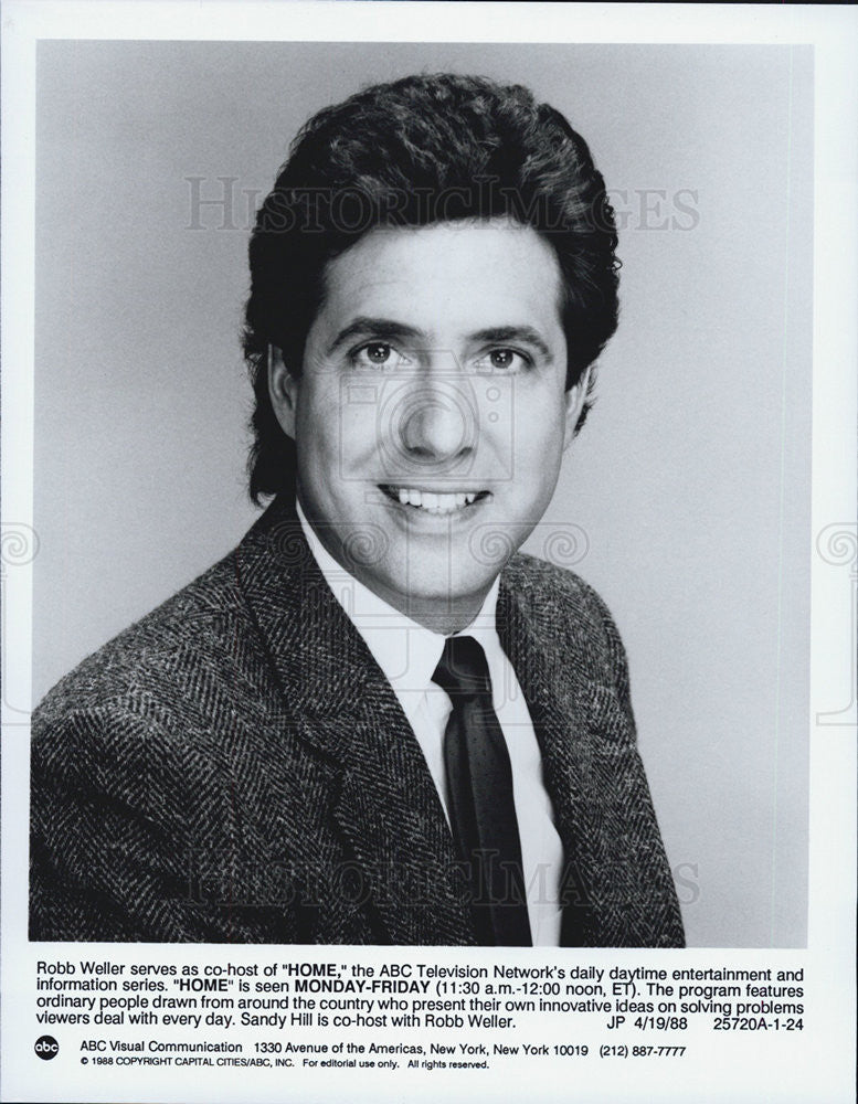 1988 Press Photo ABC Television Network Host Robb Weller Co-Host Of &quot;Home&quot; - Historic Images