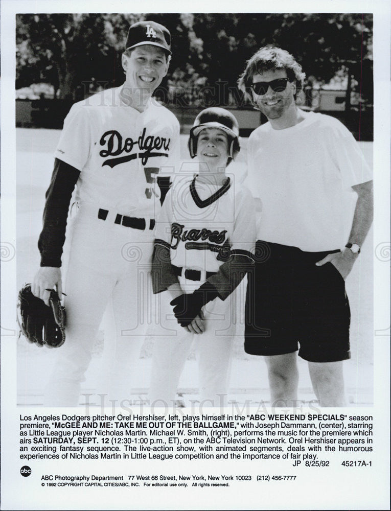 1992 Press Photo Los Angeles Dodgers Pitcher Orel Hershiser - Historic Images