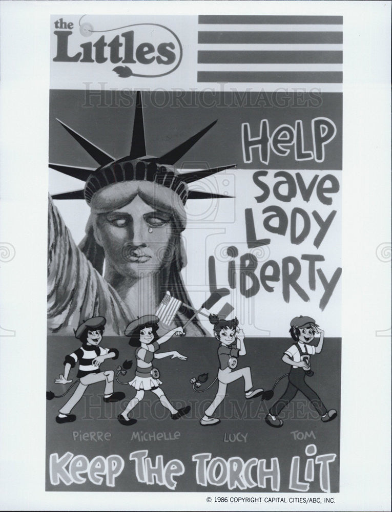 1986 Press Photo Tom Lucy Little Liberty Island ABC Weekend Specials animation - Historic Images